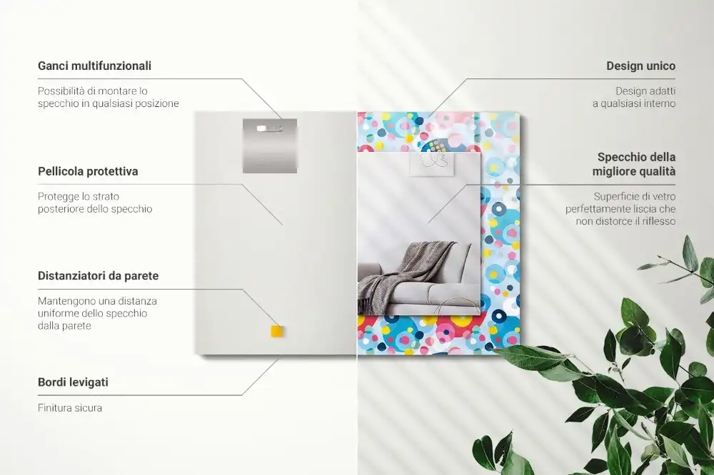 Rektangulär spegel med tryck Färgglada abstrakta mönster