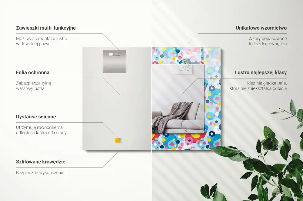 Rektangulär spegel med tryck Färgglada abstrakta mönster