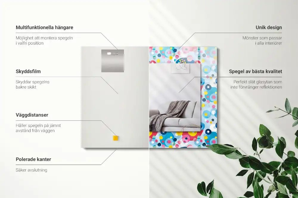 Rektangulär spegel med tryck Färgglada abstrakta mönster