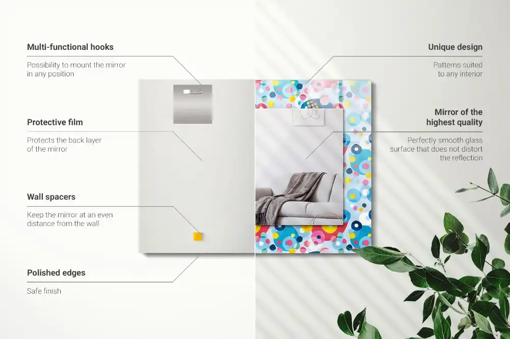 Rektangulär spegel med tryck Färgglada abstrakta mönster