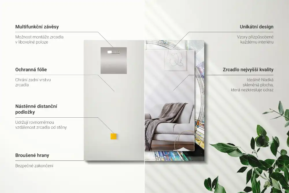 Dekorativ spegel med tryck Abstrakt mosaik av cirklar