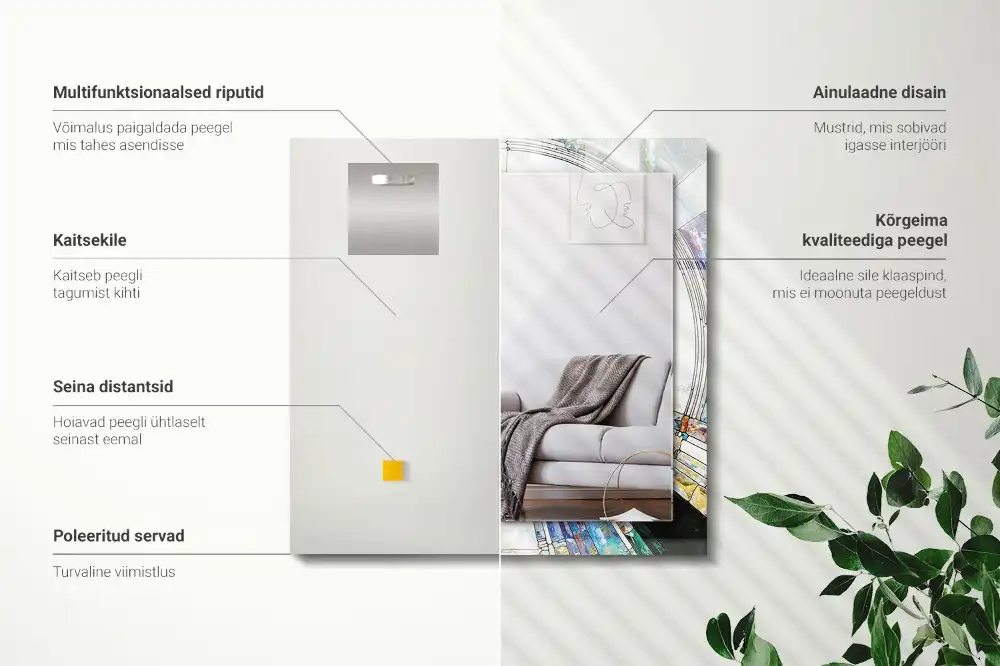 Dekorativ spegel med tryck Abstrakt mosaik av cirklar