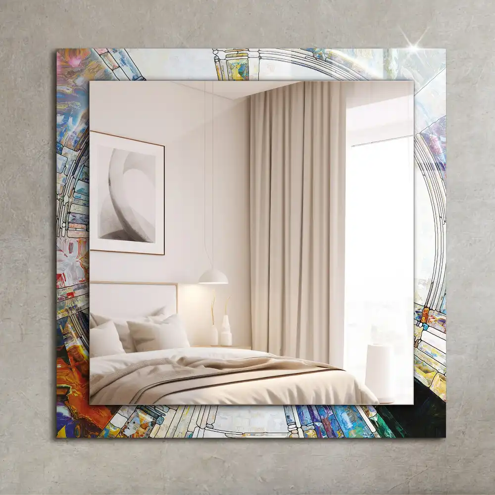 Dekorativ spegel med tryck Abstrakt mosaik av cirklar