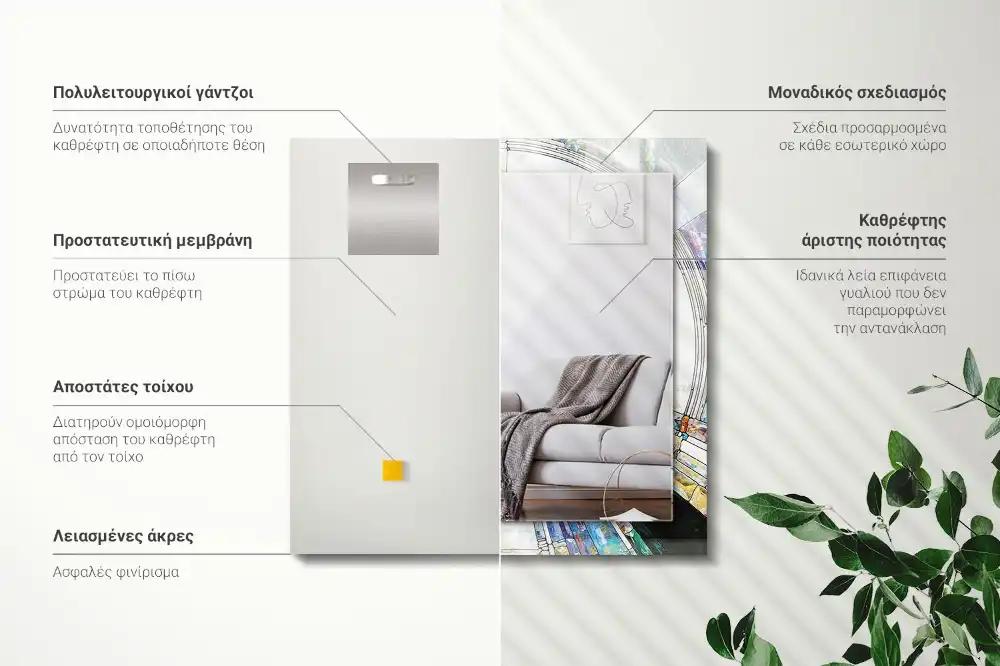 Dekorativ spegel med tryck Abstrakt mosaik av cirklar