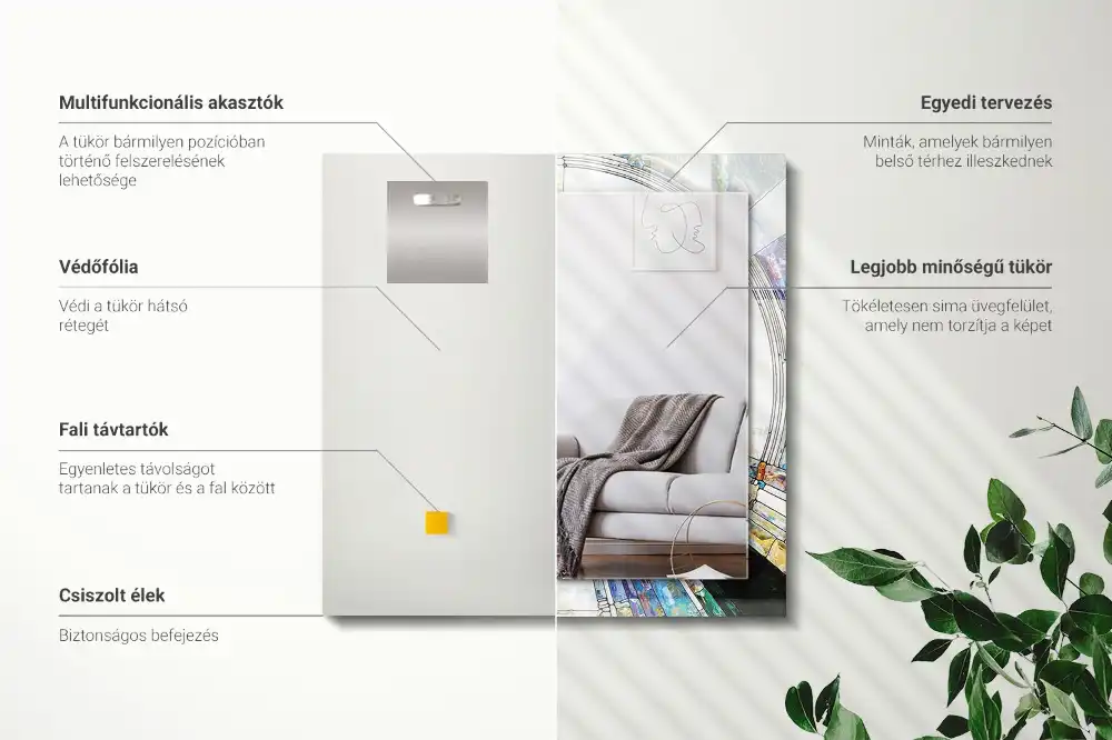 Dekorativ spegel med tryck Abstrakt mosaik av cirklar