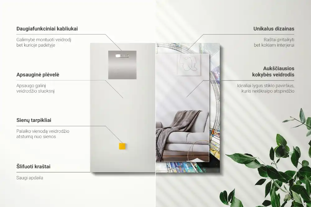 Dekorativ spegel med tryck Abstrakt mosaik av cirklar