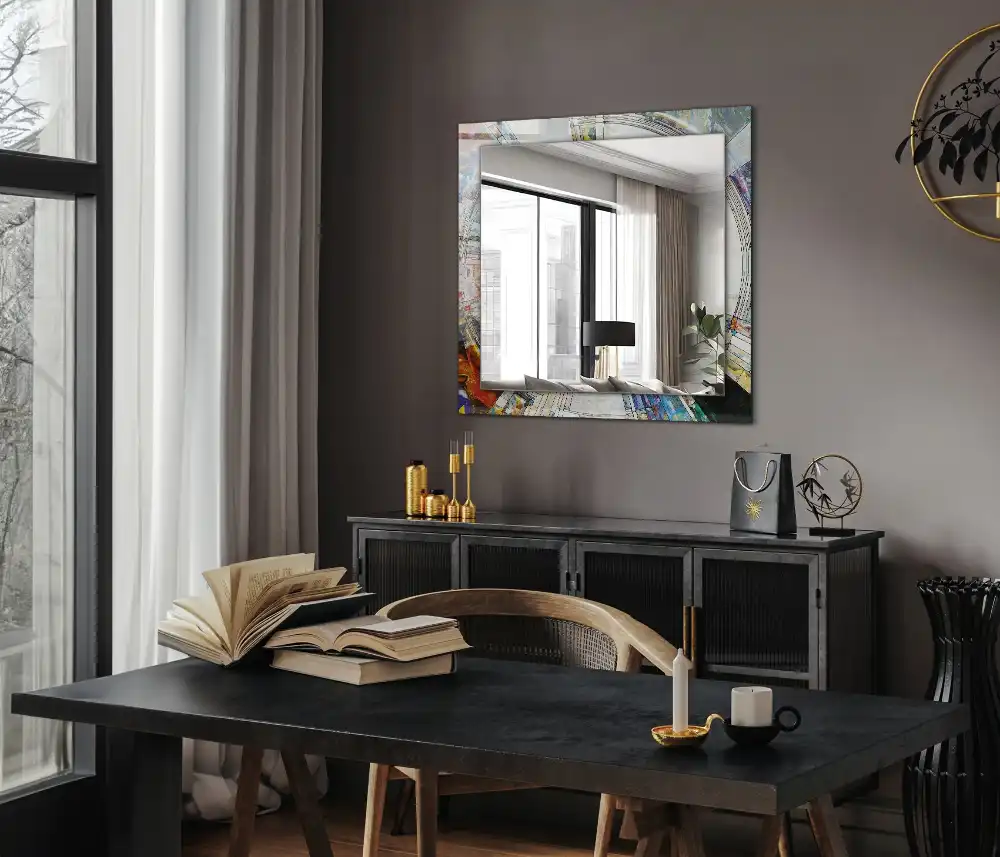 Dekorativ spegel med tryck Abstrakt mosaik av cirklar