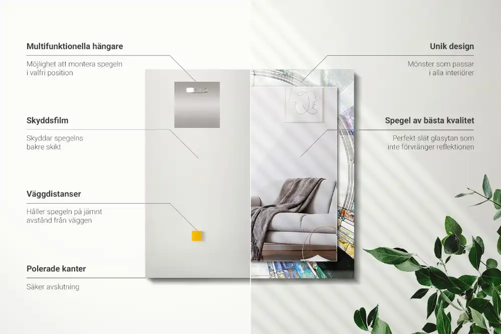 Dekorativ spegel med tryck Abstrakt mosaik av cirklar