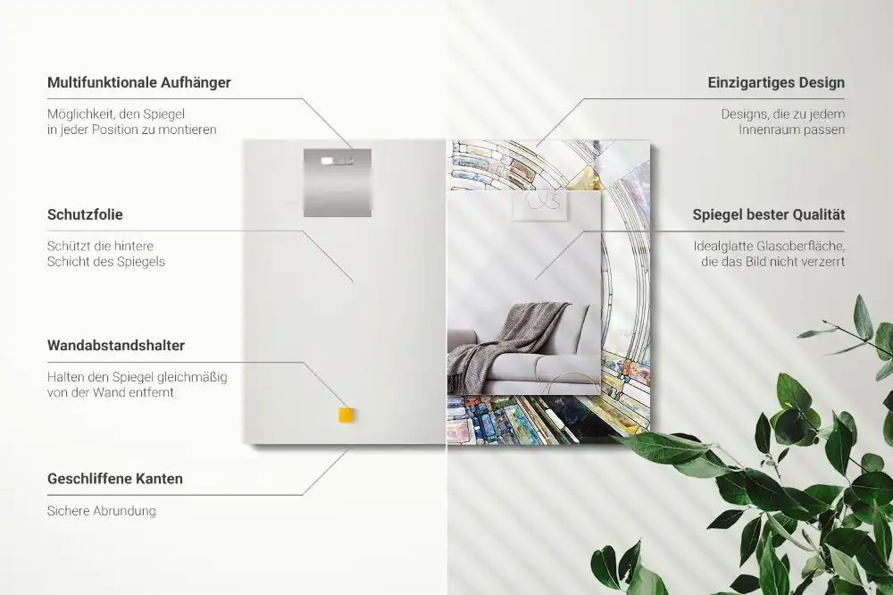 Dekorativ spegel med tryck Abstrakt mosaik av cirklar