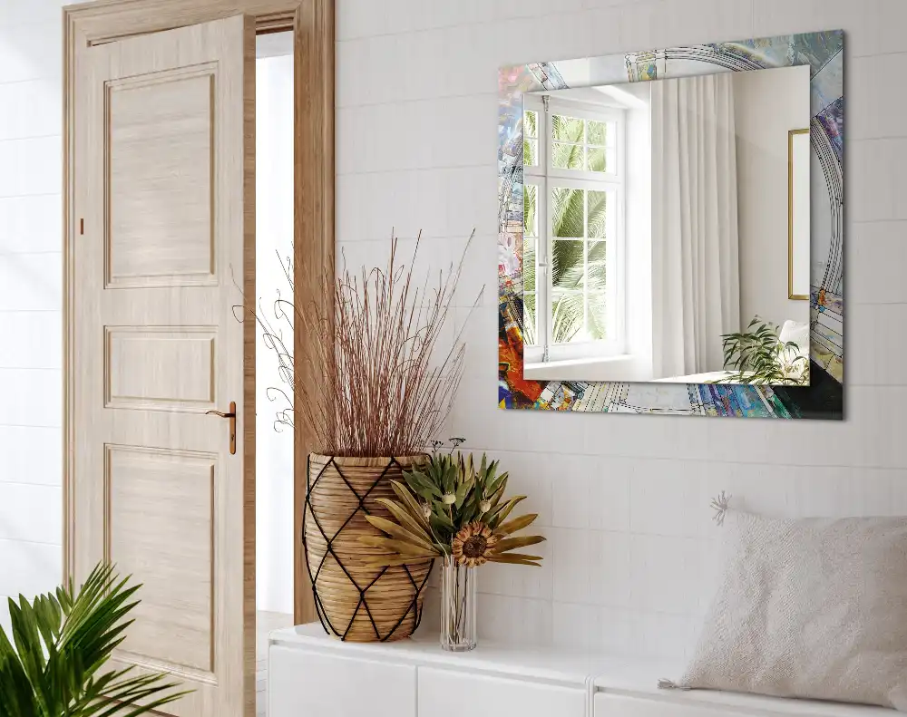 Dekorativ spegel med tryck Abstrakt mosaik av cirklar