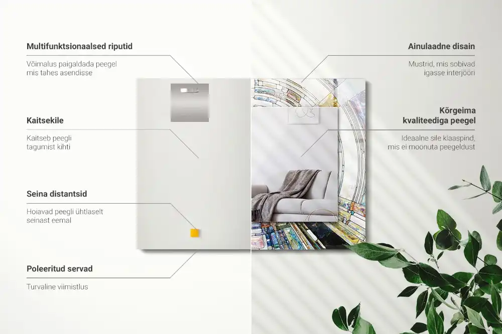 Dekorativ spegel med tryck Abstrakt mosaik av cirklar