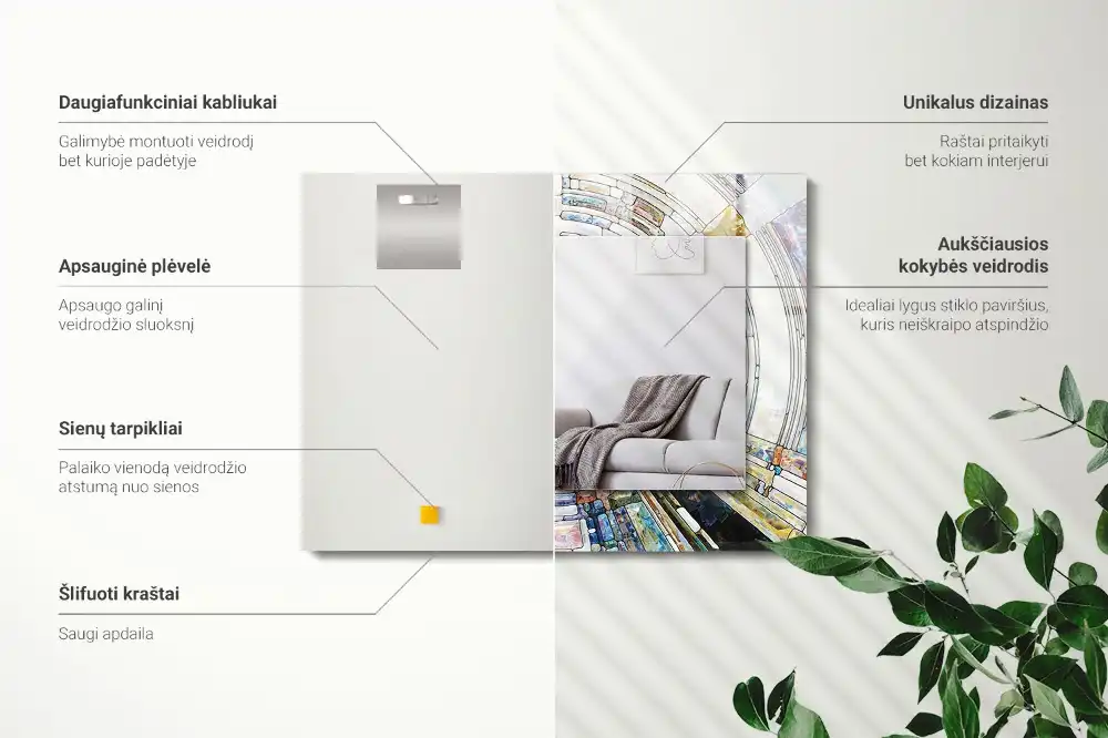 Dekorativ spegel med tryck Abstrakt mosaik av cirklar