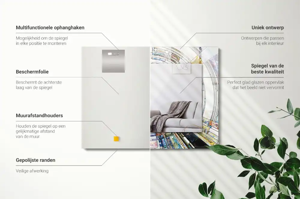 Dekorativ spegel med tryck Abstrakt mosaik av cirklar