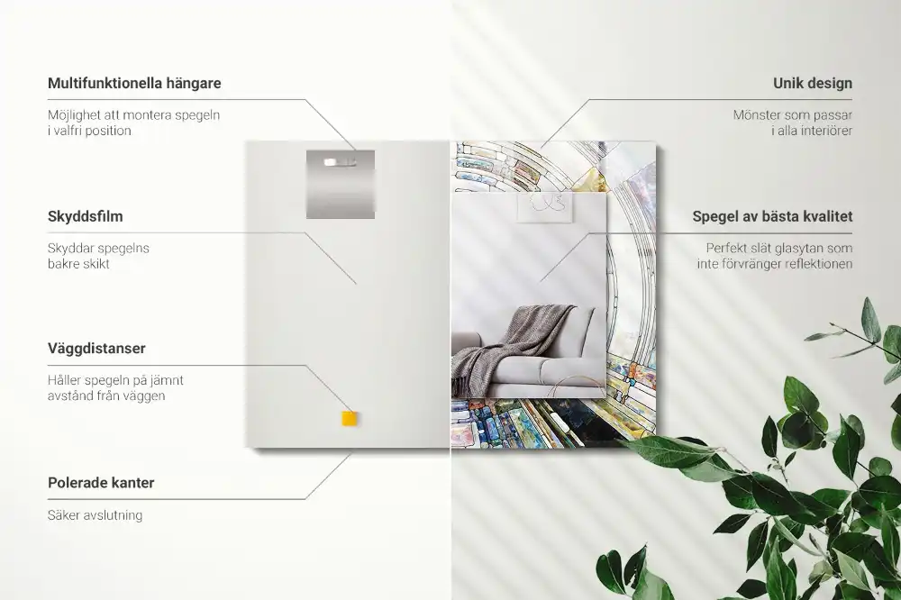 Dekorativ spegel med tryck Abstrakt mosaik av cirklar