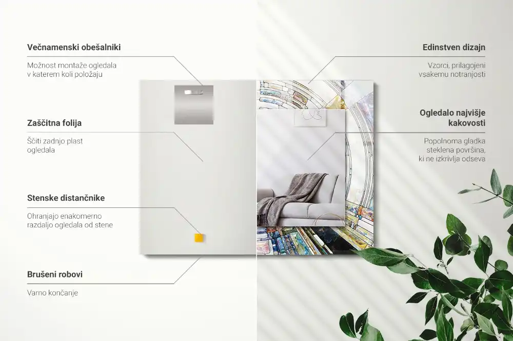 Dekorativ spegel med tryck Abstrakt mosaik av cirklar