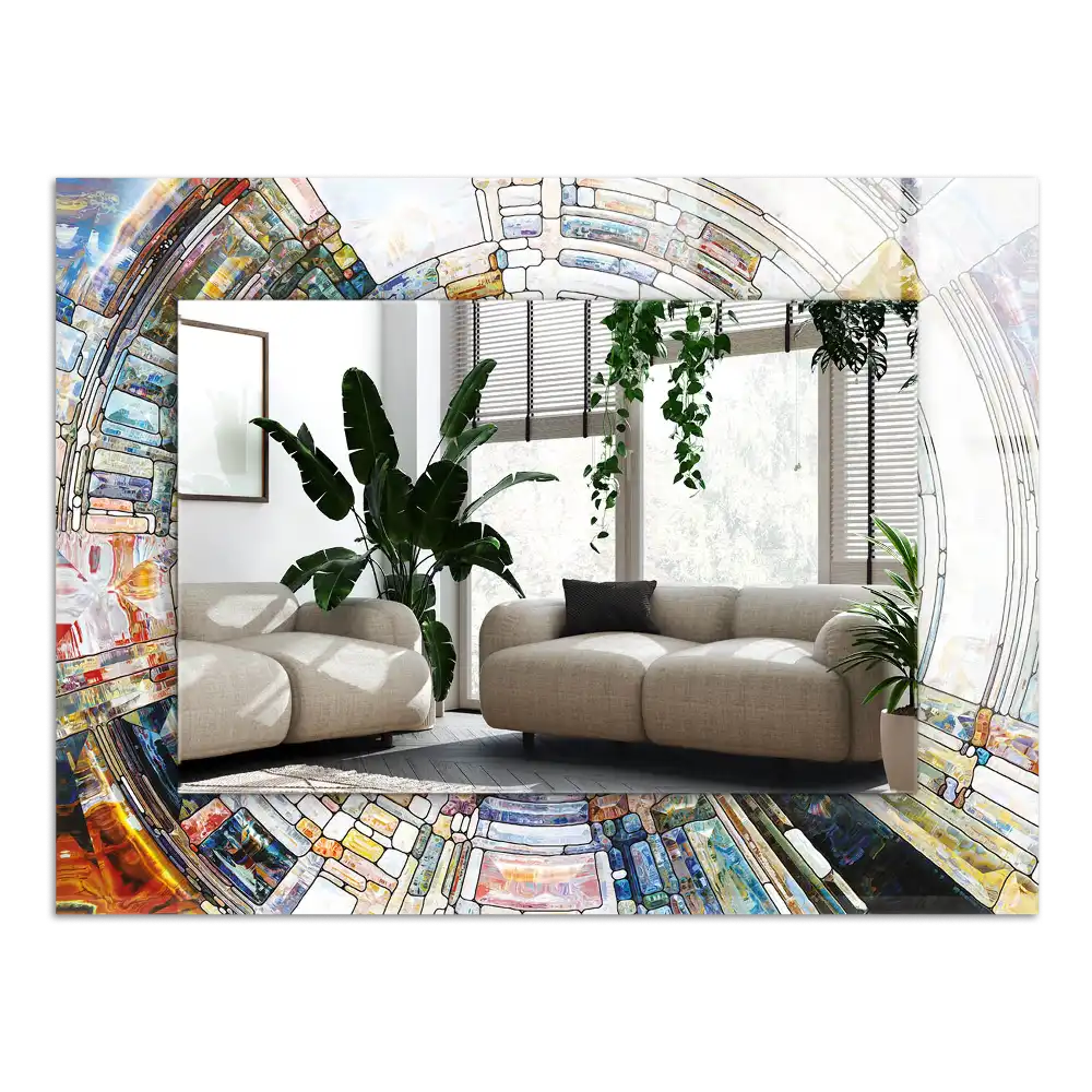 Dekorativ spegel med tryck Abstrakt mosaik av cirklar