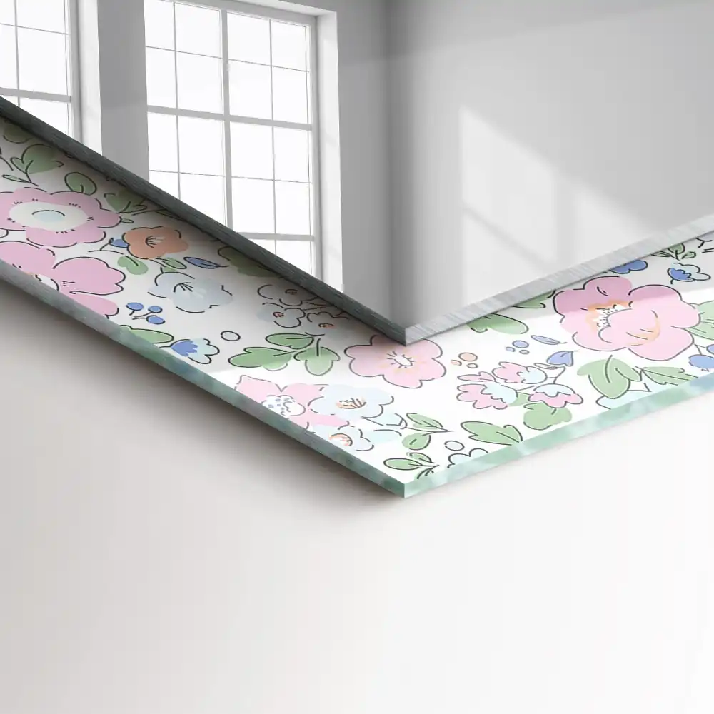 Rektangulär spegel med tryck Blommigt tygmönster