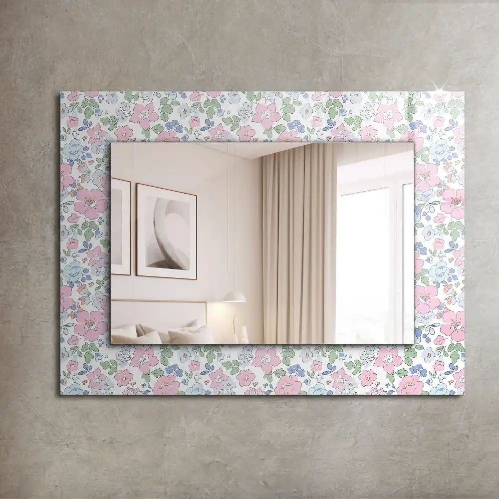 Rektangulär spegel med tryck Blommigt tygmönster