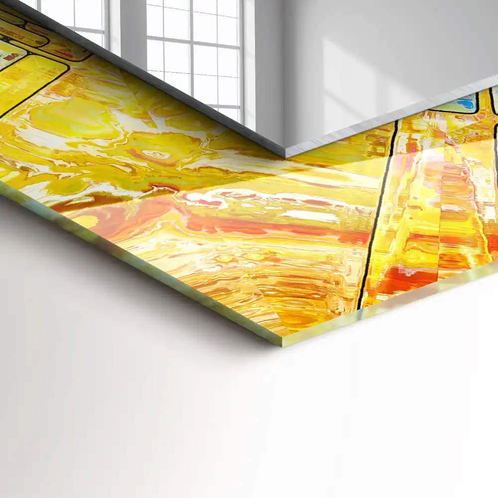 Rektangulär spegel med tryck Färgglad abstrakt mosaik