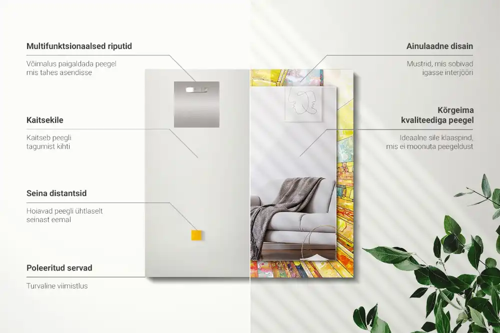 Rektangulär spegel med tryck Färgglad abstrakt mosaik