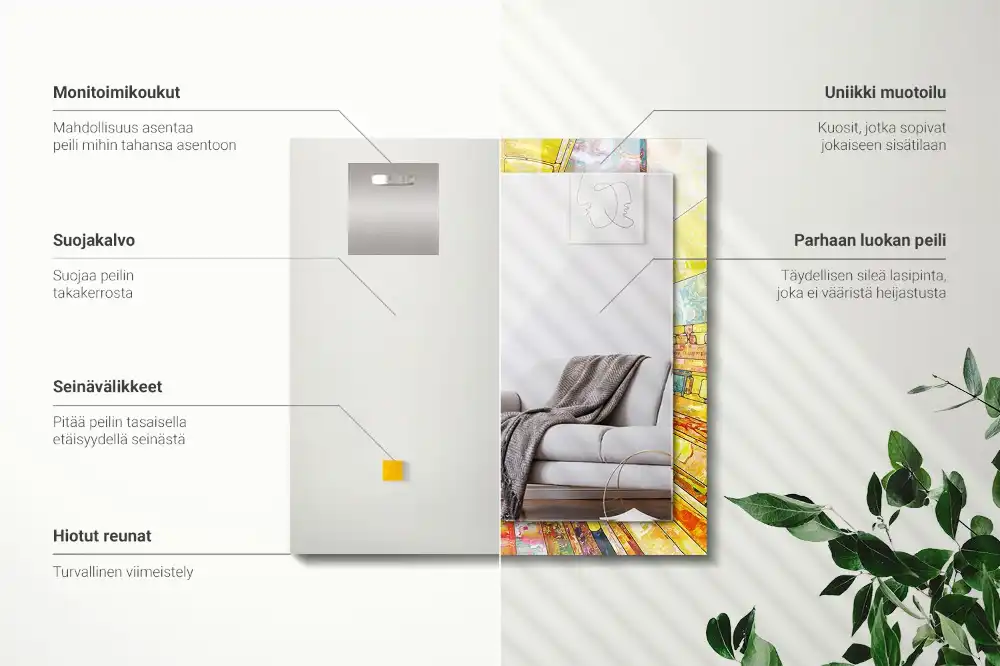 Rektangulär spegel med tryck Färgglad abstrakt mosaik