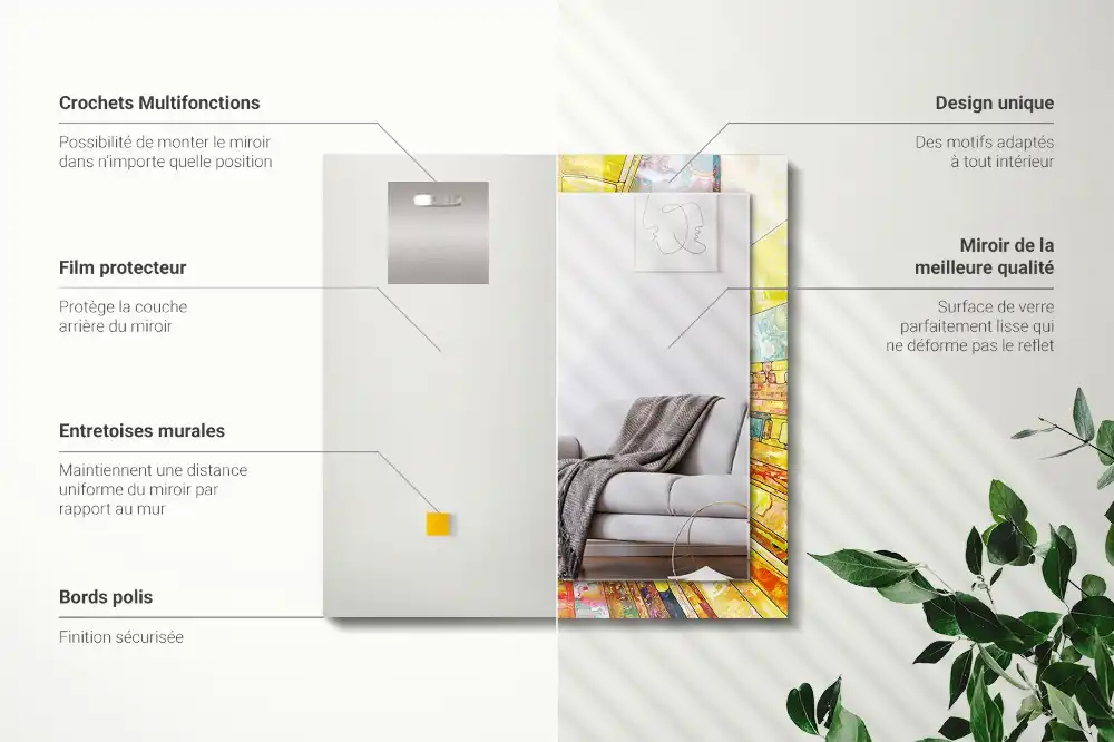 Rektangulär spegel med tryck Färgglad abstrakt mosaik