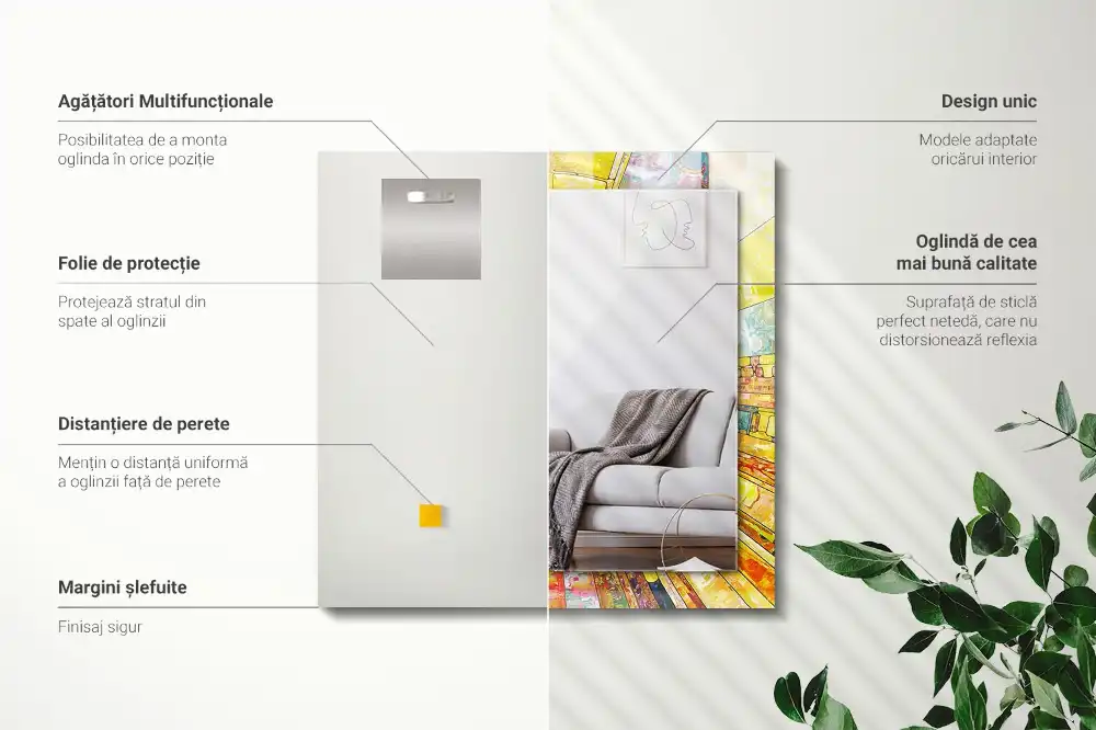 Rektangulär spegel med tryck Färgglad abstrakt mosaik