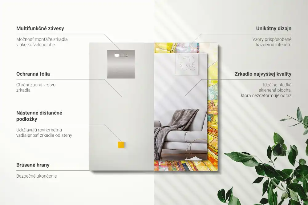 Rektangulär spegel med tryck Färgglad abstrakt mosaik