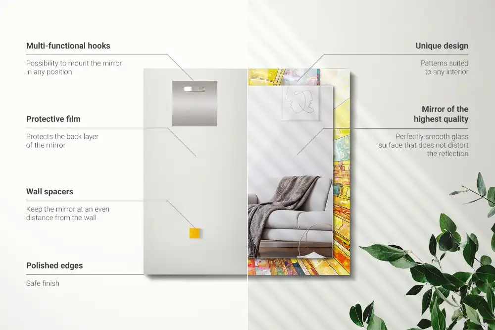 Rektangulär spegel med tryck Färgglad abstrakt mosaik