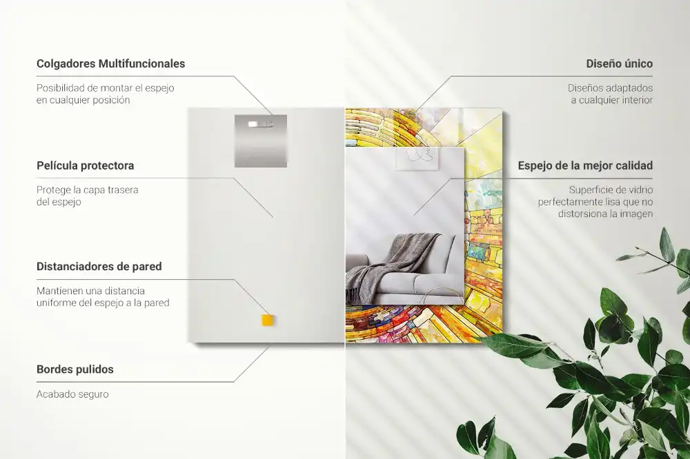 Rektangulär spegel med tryck Färgglad abstrakt mosaik