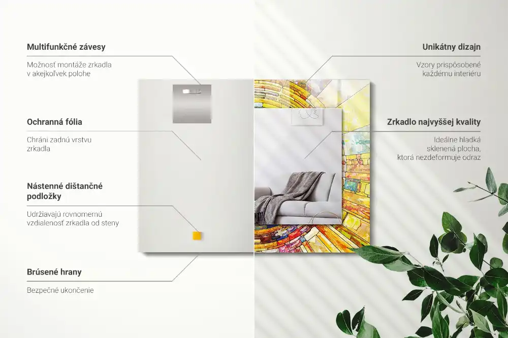 Rektangulär spegel med tryck Färgglad abstrakt mosaik