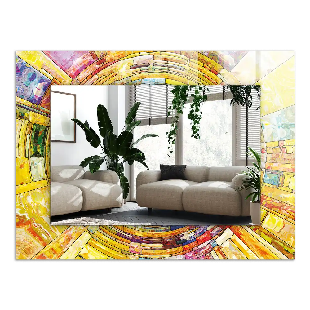 Rektangulär spegel med tryck Färgglad abstrakt mosaik