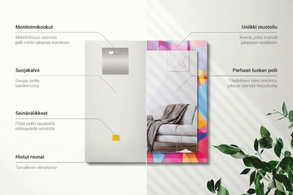 Rektangulär spegel med tryck Färgglada geometriska mönster