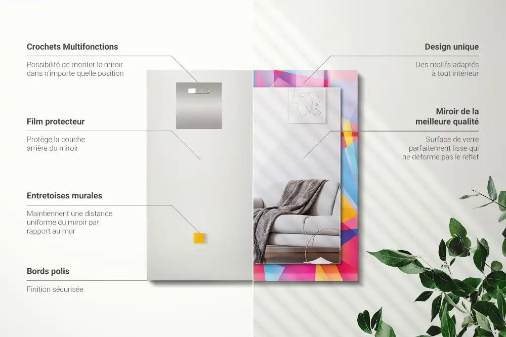 Rektangulär spegel med tryck Färgglada geometriska mönster