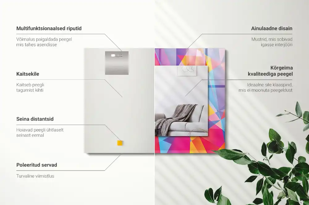 Rektangulär spegel med tryck Färgglada geometriska mönster