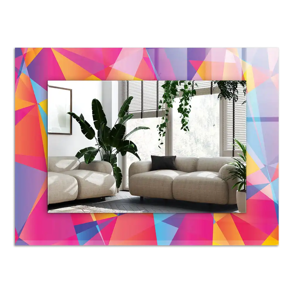 Rektangulär spegel med tryck Färgglada geometriska mönster