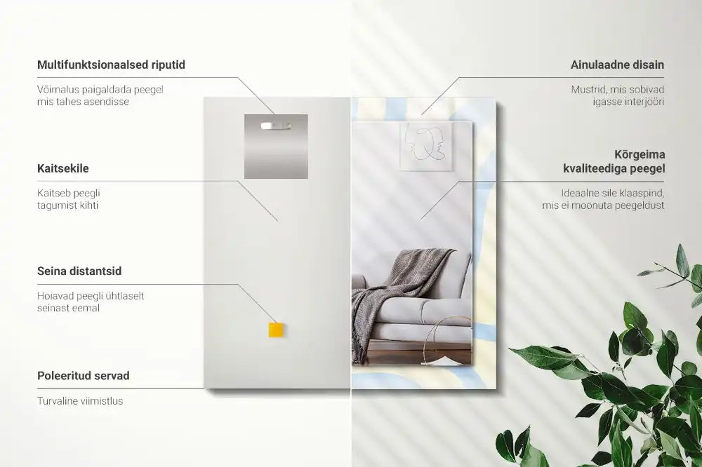 Dekorativ spegel med tryck Abstrakta vågiga mönster