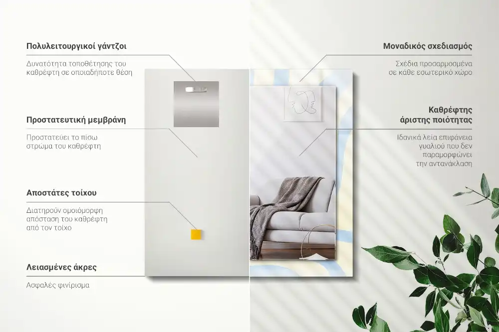 Dekorativ spegel med tryck Abstrakta vågiga mönster