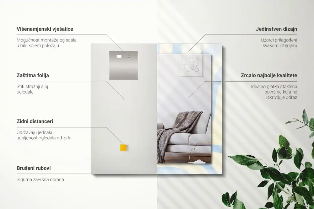 Dekorativ spegel med tryck Abstrakta vågiga mönster