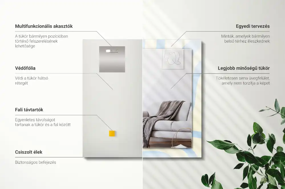 Dekorativ spegel med tryck Abstrakta vågiga mönster