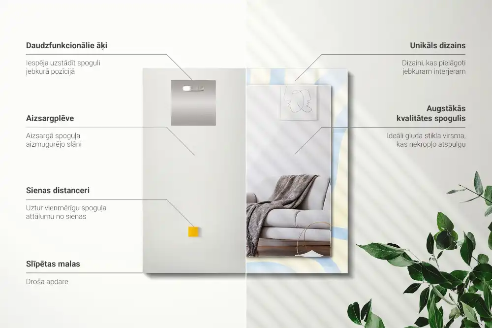 Dekorativ spegel med tryck Abstrakta vågiga mönster