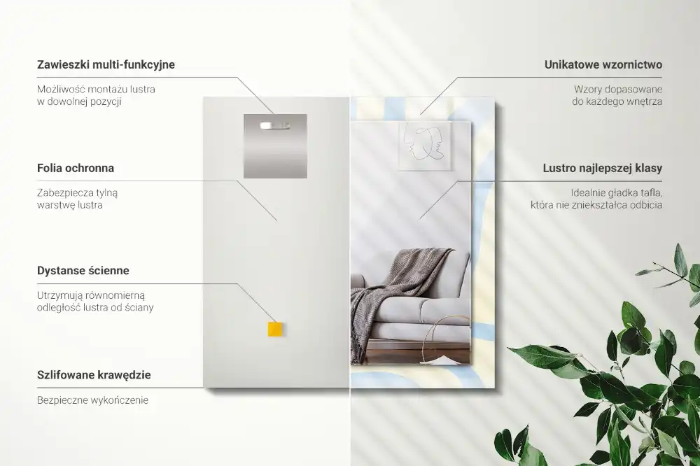 Dekorativ spegel med tryck Abstrakta vågiga mönster