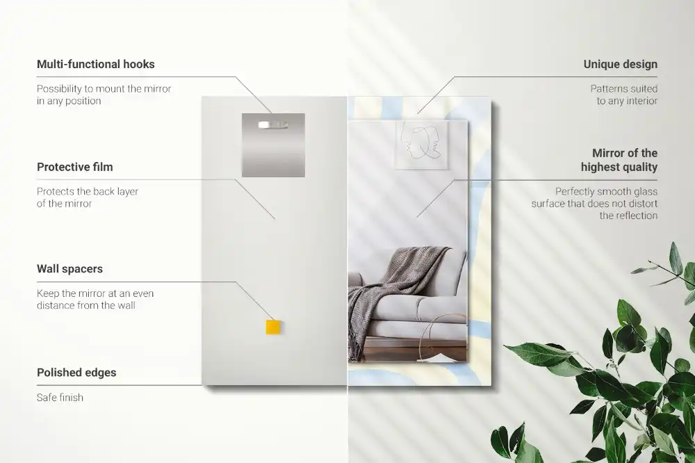 Dekorativ spegel med tryck Abstrakta vågiga mönster