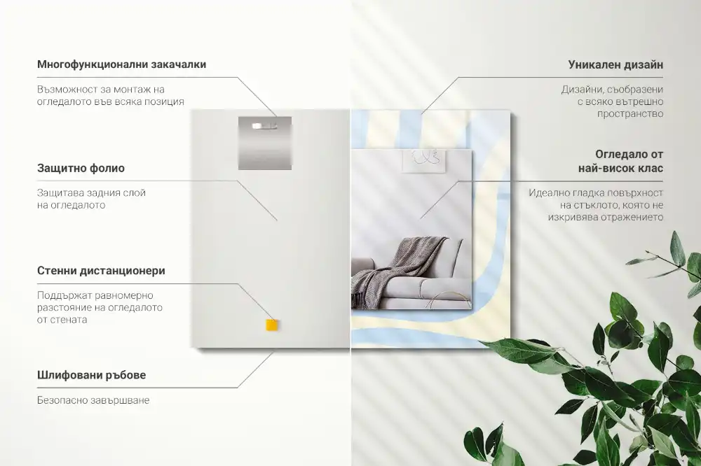 Dekorativ spegel med tryck Abstrakta vågiga mönster