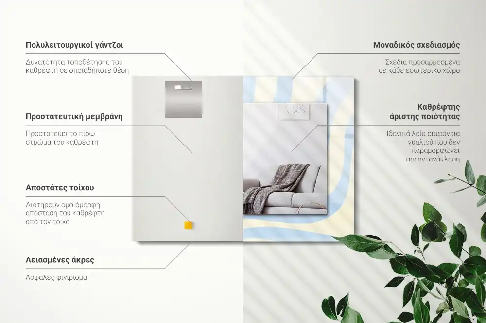 Dekorativ spegel med tryck Abstrakta vågiga mönster