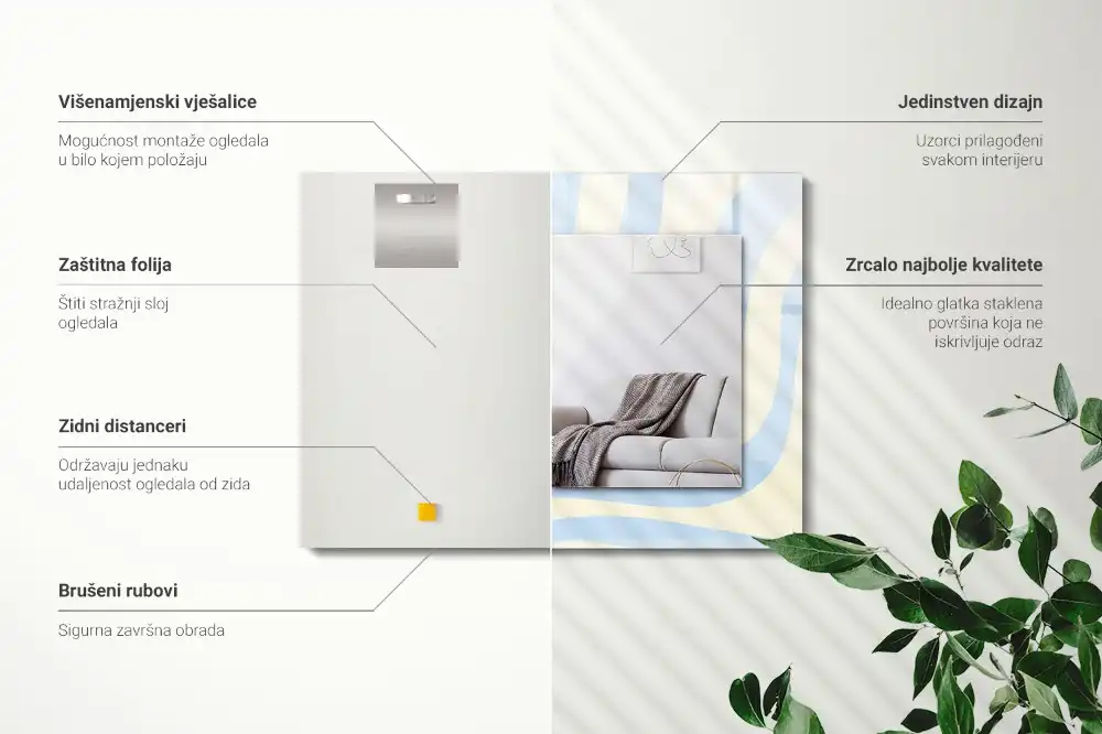 Dekorativ spegel med tryck Abstrakta vågiga mönster