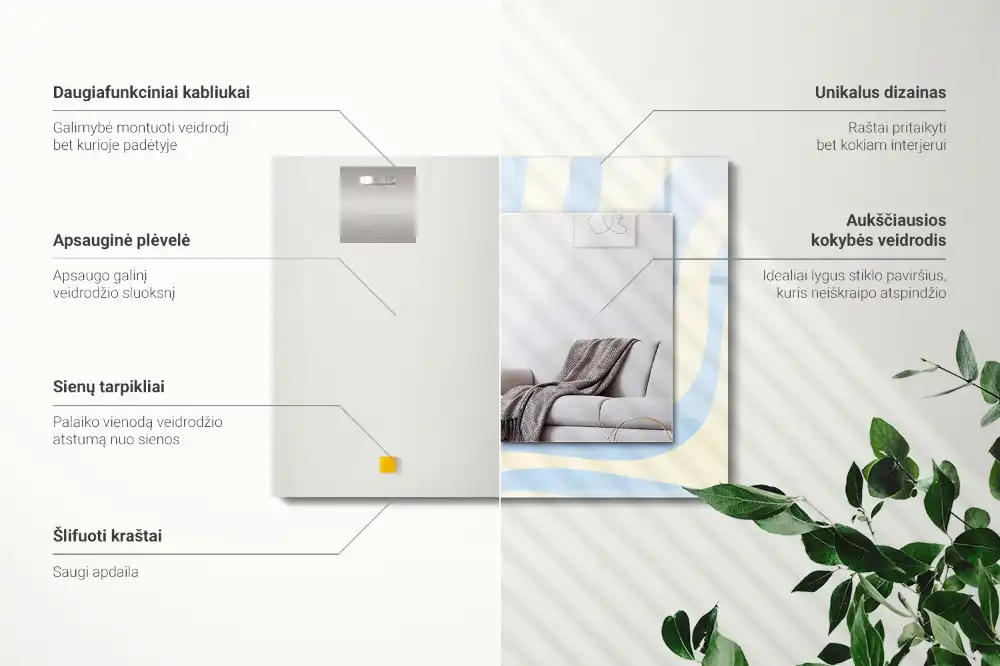 Dekorativ spegel med tryck Abstrakta vågiga mönster