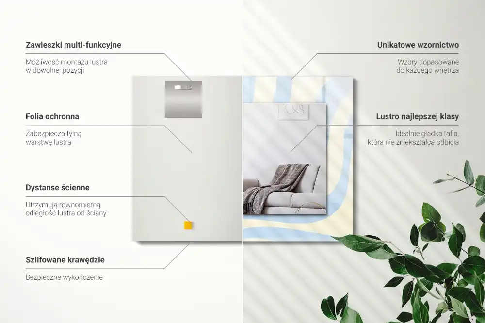 Dekorativ spegel med tryck Abstrakta vågiga mönster