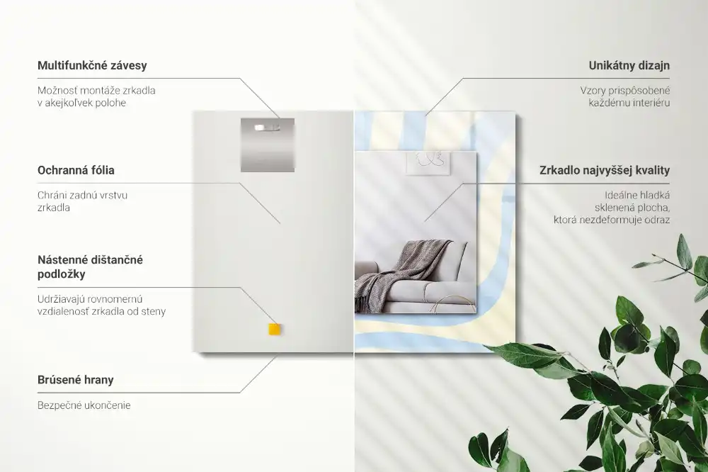 Dekorativ spegel med tryck Abstrakta vågiga mönster