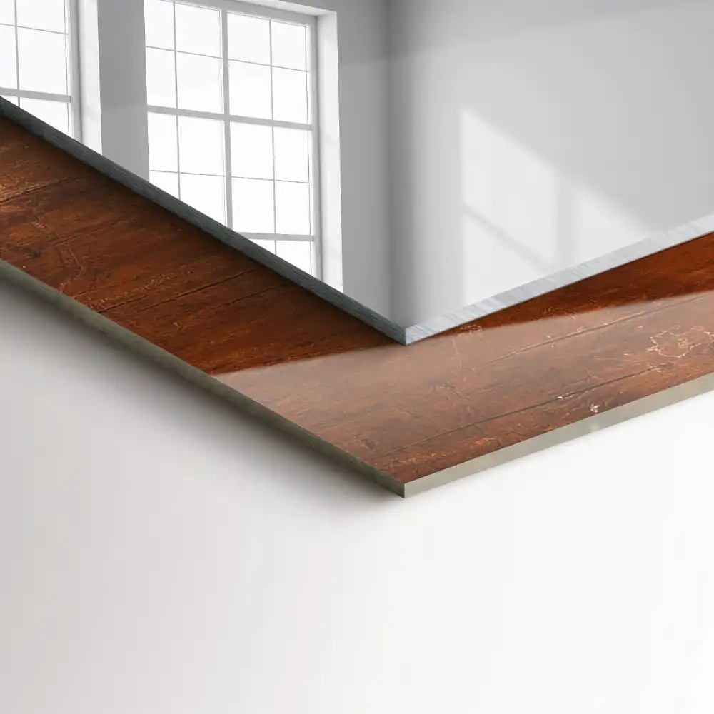 Rektangulär spegel med tryck Gammalt träbord